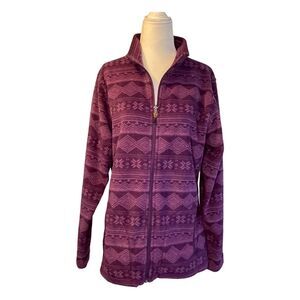 Vintage Woolrich Purple Fair Isle Print Fleece Jacket L